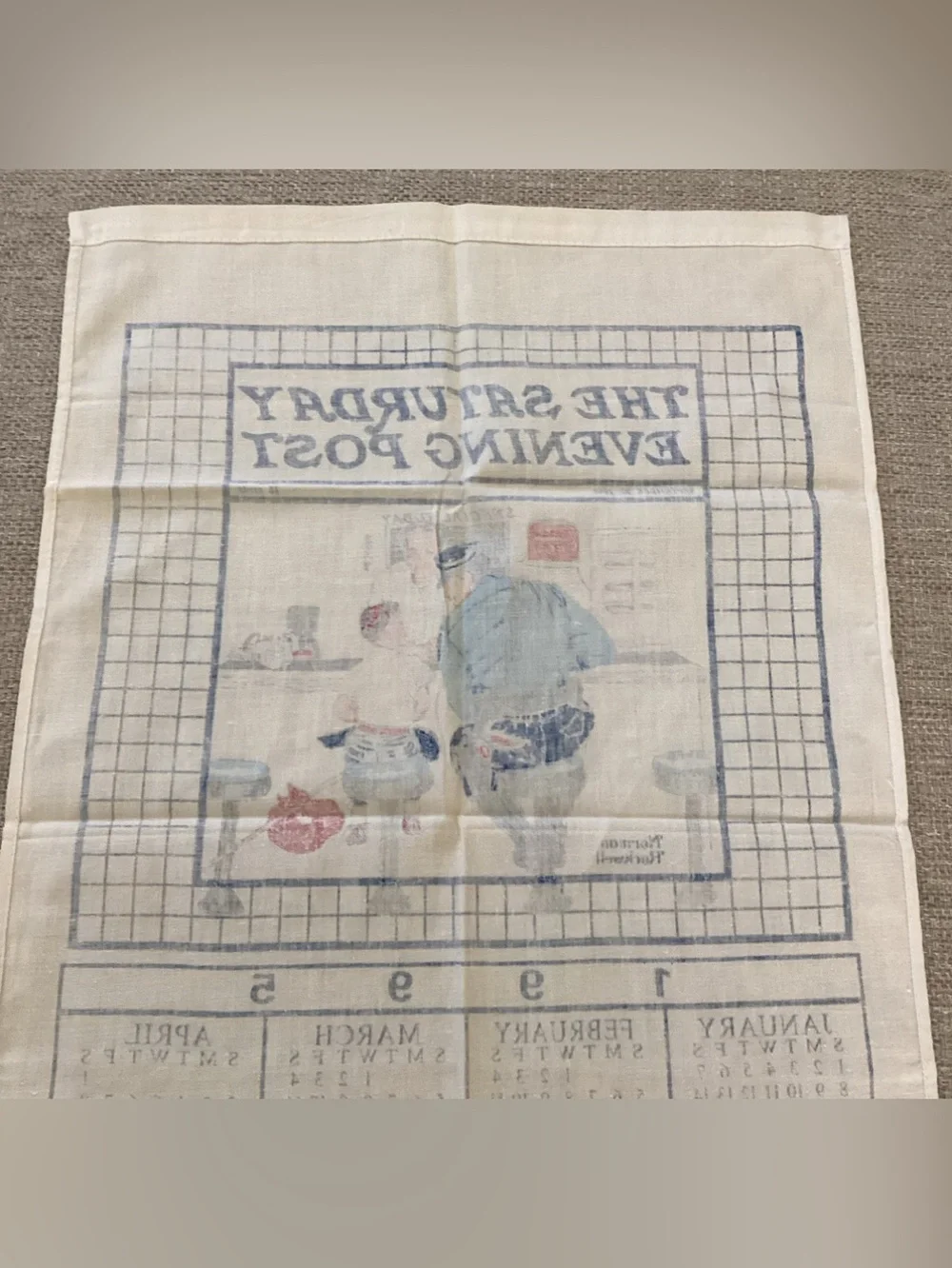 1995 Decorative Tea Towel - Blue & White